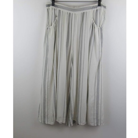 Anthropologie Pants - Anthropologie Elevenses Striped Lightweight Flowy Crop Wide Leg Pants sz XL